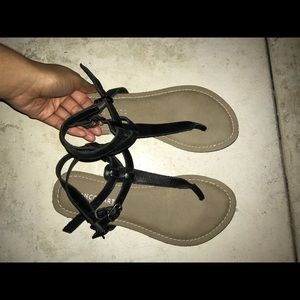 Franco Sarto Black Gladiator Sandals Double Strap